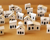 Pack of 24 DIY Small Putz style glitter houses. Unassembled corrugated cardboard houses vilage. Make your own decorative house vilage