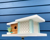 Indio Birdhouse - Light Aqua - Midcentury/Modern Design Architecture Bird House - Made in Vermont USA by Pleasant Ranch