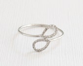 Diamond Paisley Wraparound Ring, Dainty Gold Ring, Everyday Ring, Gifts For Her in 18K White Gold