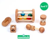 Montessori 4-8 Month Baby Play Kit of 5 Toys -- Montessori Infant Set -- 4-8 Month Motor Development Set