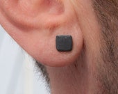 7mm square 925 sterling silver stud earrings, oxidized black.