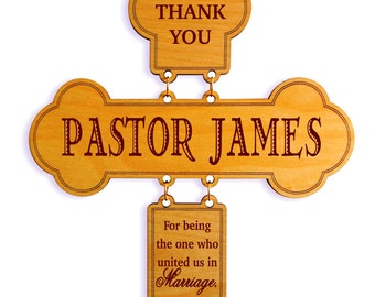 Wedding Officiant Gift - Gifts for Officiant Personalized - Wedding Thank You Cross - Wedding Gift for Pastor, DWO001