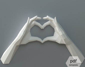 Papercraft Hands Heart (digital download), Declaration of Love, DIY Wedding Decor, Valentine's Day, Origami, I love You, 1st Anniversary