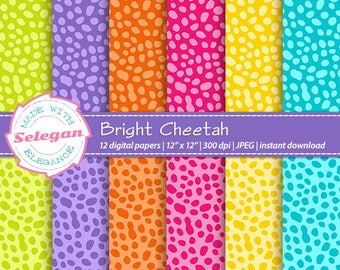 bright scrapbook paper " Bright Cheetah " digital printable wild animal skin cheetah pattern nature texture 12x12 diy download