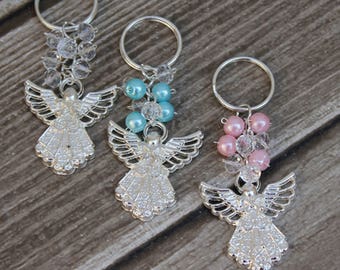 FAST SHIPPING!! 12 Pieces Silver Angel Key Chain, Christening Favor, Baptism Favor, Communion Favor, Confirmation Favor, Baptism Thank you