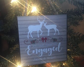 Our First Christmas Engaged, Personalized Gift, Personalized Christmas Ornament, Gift For Couples