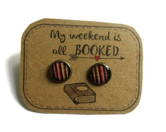 BOOK EARRRINGS, book jewellery, litterature Lover Gift , Vintage style Jewelry, gift for reader, Literary and Librarian Gift