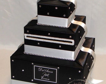 Black and White Card Box- crystal accents