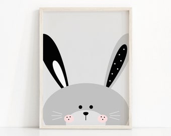 Bunny Nursery Print, Kids Wall Art, Printable Nursery Art, Girls Bedroom Decor, Animal Print For Nursery, Rabbit Wall Art For Girl Room