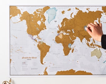 Scratch the World ® - most detailed travel map print - home decor, birthday gift, 18th, 21st, gift, gift for him, gift for her