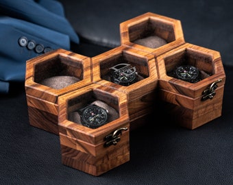 Honeycomb wooden watch case, Watch display case, Watch box for men, Watch storage box, Watch box organizer, Watch display, Watch case