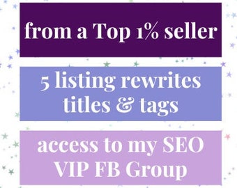 Etsy SEO help for 5 listings, SEO Assistance, Etsy Tag Revision, Title Revision, SEO optimization, Etsy Help, Best Sellers 2022, Keyword