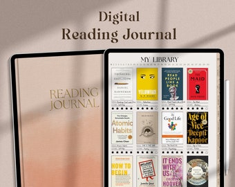 Digital Reading Journal, Book Review & Library Tracker for Goodnotes, Digital Reading Log, Digital Bookshelf, Reading Planner for iPad