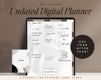 500+ Page Aesthetic Undated Digital Planner Goodnotes Planner Notability Planner iPad Planner Daily Digital Planner Minimal Life Planner