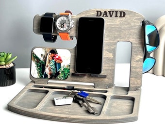Personalized Docking Station for Men with Photo | Mens Birthday Gift | Boyfriend/Husband Gift Idea