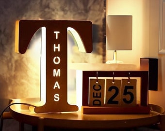 Personalized Wooden Letter Lamp Custom Name Alphabet Night Lights