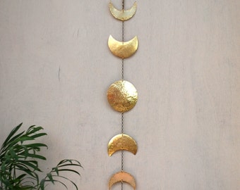 Moon Phases Wall Hanging Brass Moon Wall Decor Full Moon Wall Art -  Moon Mobile - Moon Child - Lunar