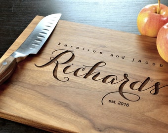 Personalized Cutting Board Wedding Gift Idea Engraved Walnut Cutting Board, Custom Engagement Gift, Housewarming Gift
